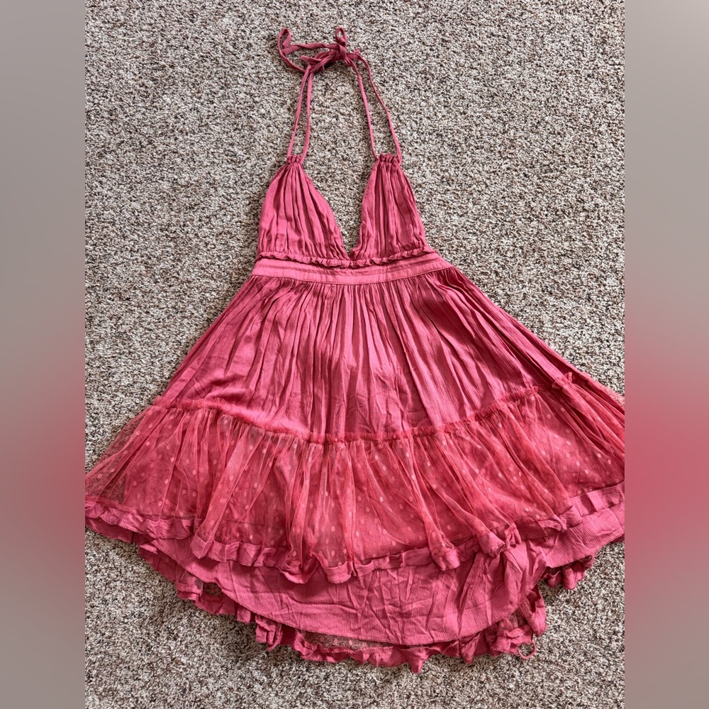 R. Vivimos Coral Halter Dress